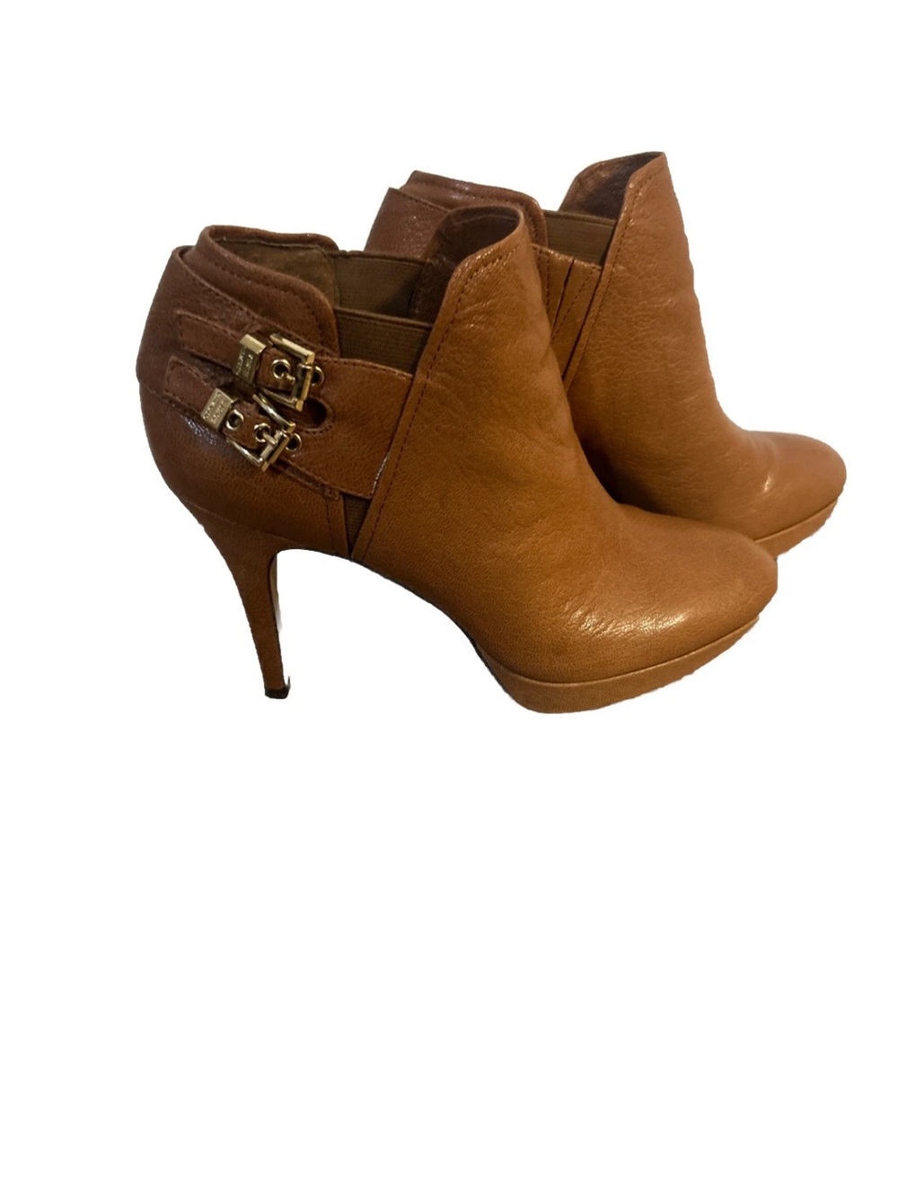 Vince Camuto Women’s Chestnut Tan Leather Platform Heeled Boooties Size 9.5 M